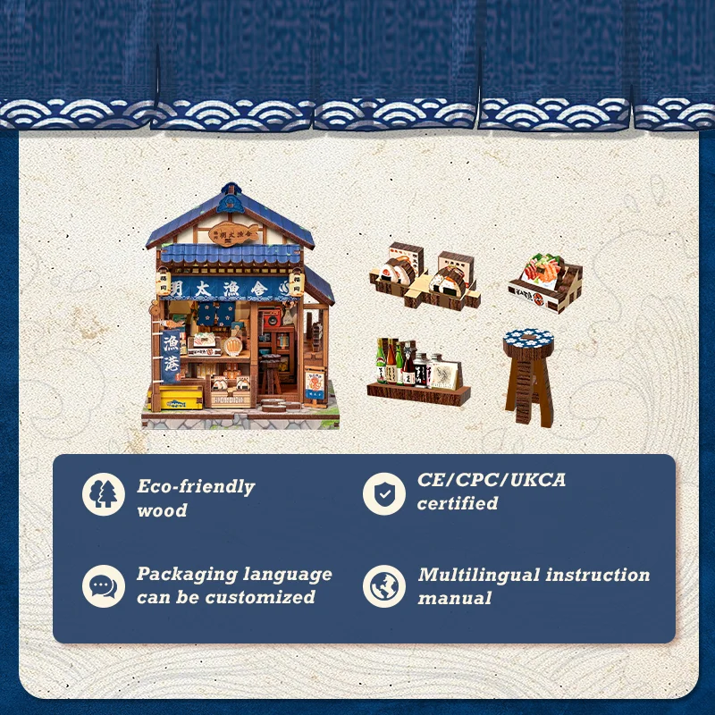 CUTEBEE Book Nook Kit DIY Wooden Doll House Miniature Model for Amazing Gifts Japanese Style