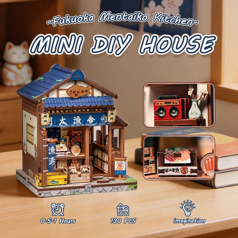 CUTEBEE Book Nook Kit DIY Wooden Doll House Miniature Model for Amazing Gifts Japanese Style