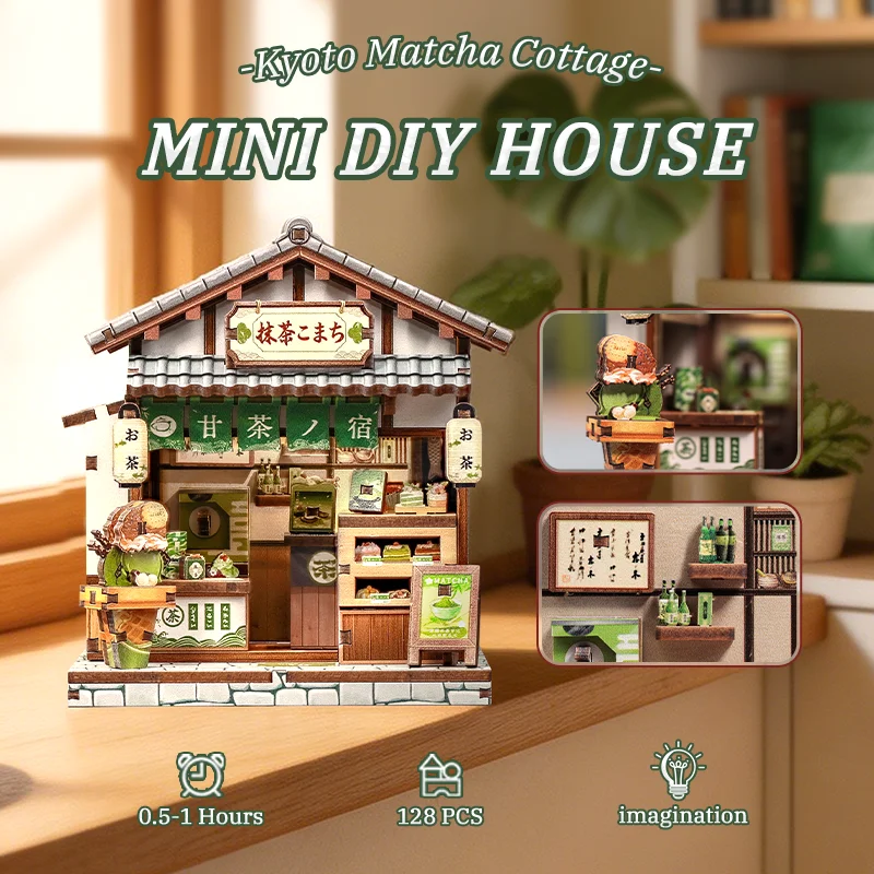 CUTEBEE Book Nook Kit DIY Wooden Doll House Miniature Model for Amazing Gifts Japanese Style
