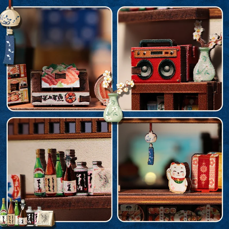 CUTEBEE Book Nook Kit DIY Wooden Doll House Miniature Model for Amazing Gifts Japanese Style