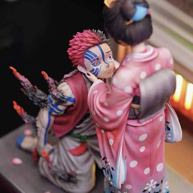 27cm Demon Slayer Gk Popart Akaza & Koyuki Cherry Blossom Scene Desktop Ornament Model Figure Anime Collectible Periphery Gift