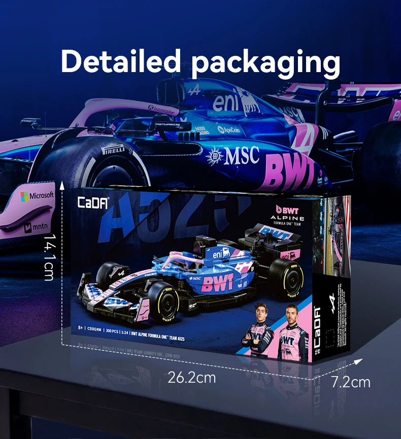 CaDA Alpine F1 A525 Formula Racing Car No.43 Collectible Building Blocks, Assembly Toys for Boys and Girls, Holiday Gifts
