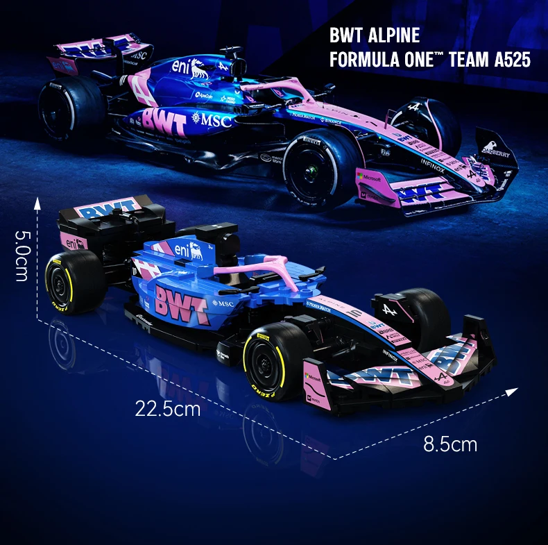 CaDA Alpine F1 A525 Formula Racing Car No.43 Collectible Building Blocks, Assembly Toys for Boys and Girls, Holiday Gifts