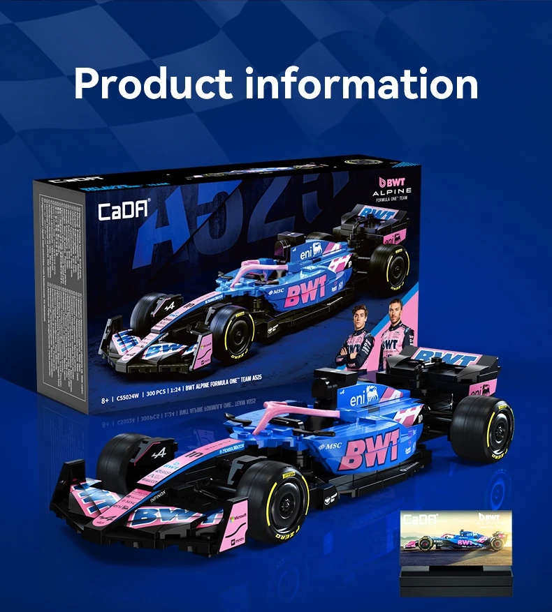 CaDA Alpine F1 A525 Formula Racing Car No.43 Collectible Building Blocks, Assembly Toys for Boys and Girls, Holiday Gifts