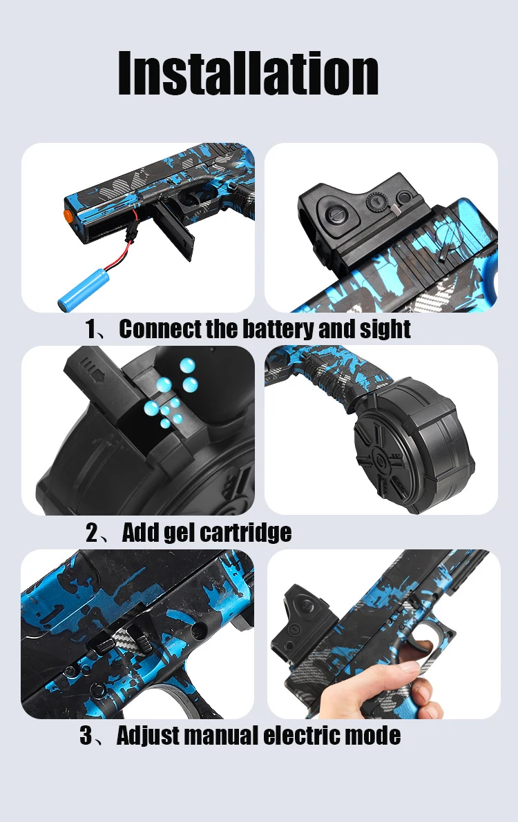 2026 New Model G17 Toy Gun Camouflage New Style with Electric and Manual Two-In-One Function, with 3.7V Lithium Battery and Charging Cable, Magazine and Bullets