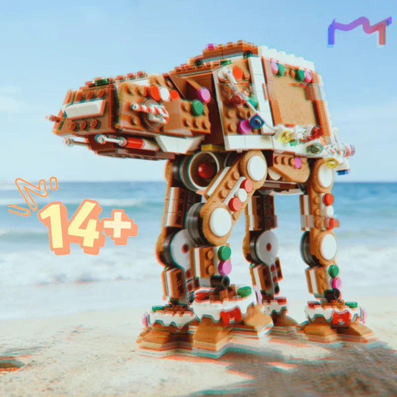In Stock 2026 New Gingerbread At-at Walker With Figures Model Toys Diy Toys Building Blocks For Adults Christmas Birthday Gifts