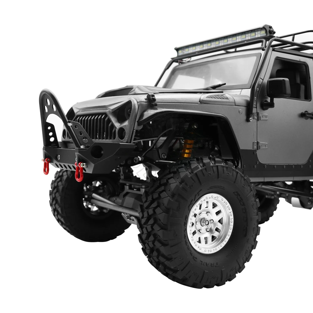 Metal Front Bumper with Lights for 1/10 RC Crawler TRX4 Axial SCX10 II 90046 & SCX10 III AXI03007 YK4028 RGT 86100 D90