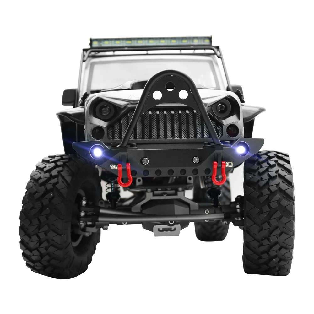 Metal Front Bumper with Lights for 1/10 RC Crawler TRX4 Axial SCX10 II 90046 & SCX10 III AXI03007 YK4028 RGT 86100 D90