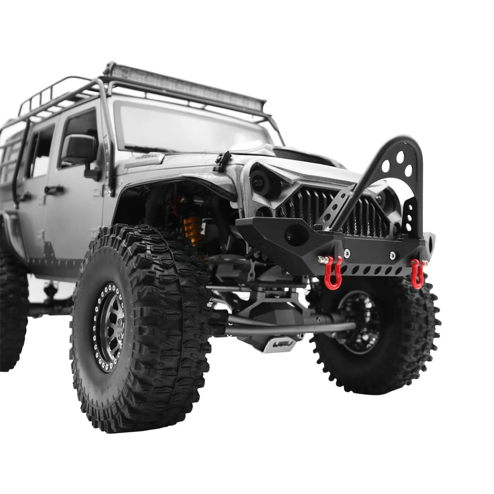 Metal Front Bumper with Lights for 1/10 RC Crawler TRX4 Axial SCX10 II 90046 & SCX10 III AXI03007 YK4028 RGT 86100 D90