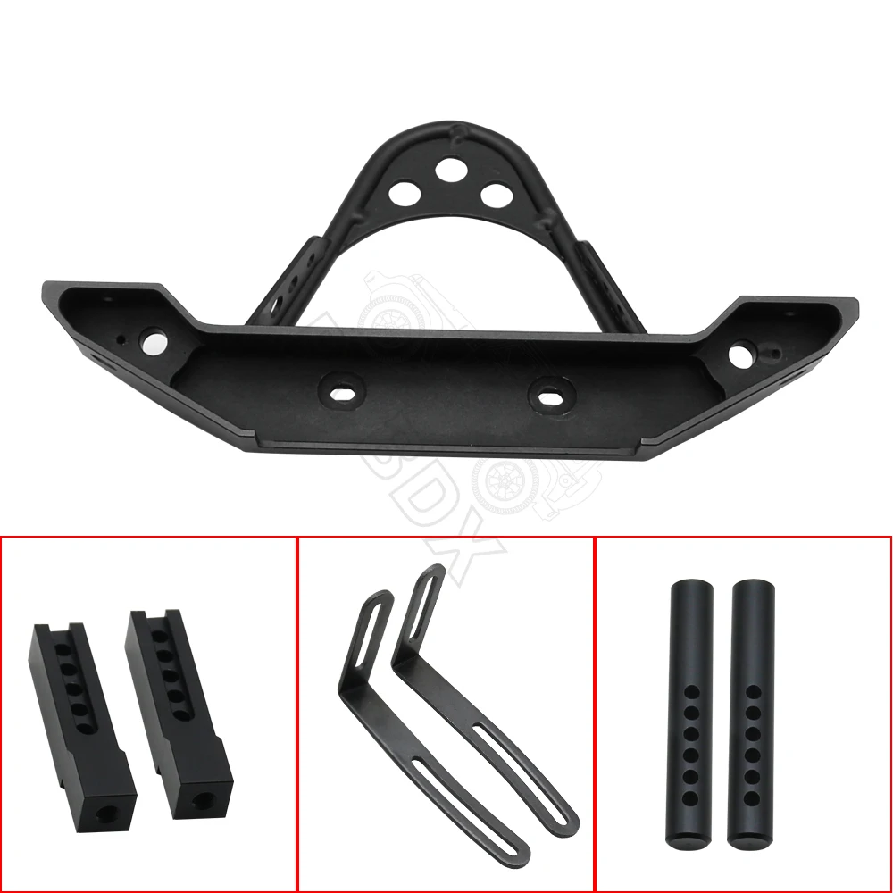 Metal Front Bumper with Lights for 1/10 RC Crawler TRX4 Axial SCX10 II 90046 & SCX10 III AXI03007 YK4028 RGT 86100 D90