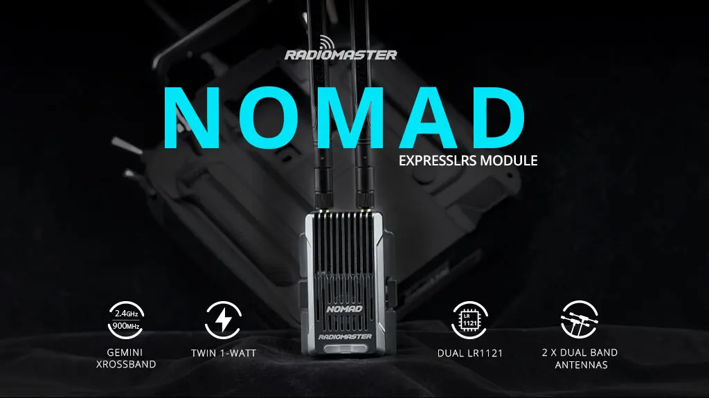 Radiomaster Nomad Dual Band Gemini Xrossband ExpressLRS Module Built-in RGB Light Strip With Nano/Micro Module Adapter