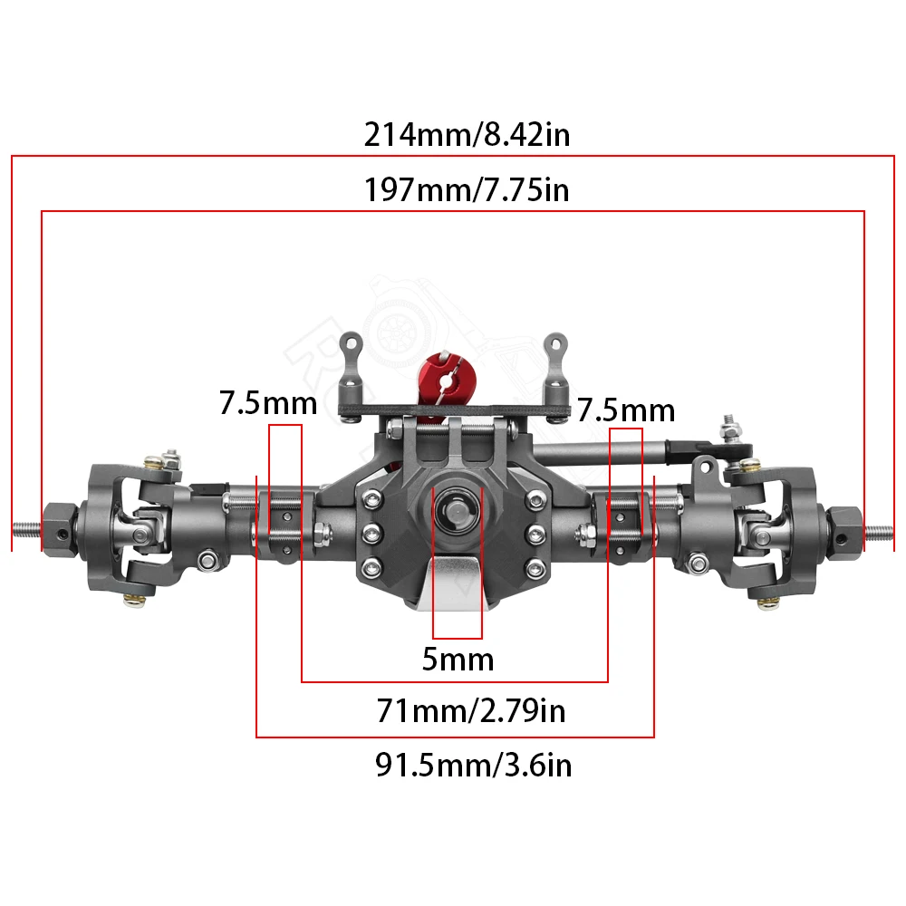 CNC Aluminum Diamond-Shaped Aluminum Alloy Complete Front & Rear Axle for 1/10 RC Crawler Truck Axial SCX10 II 90046 90047