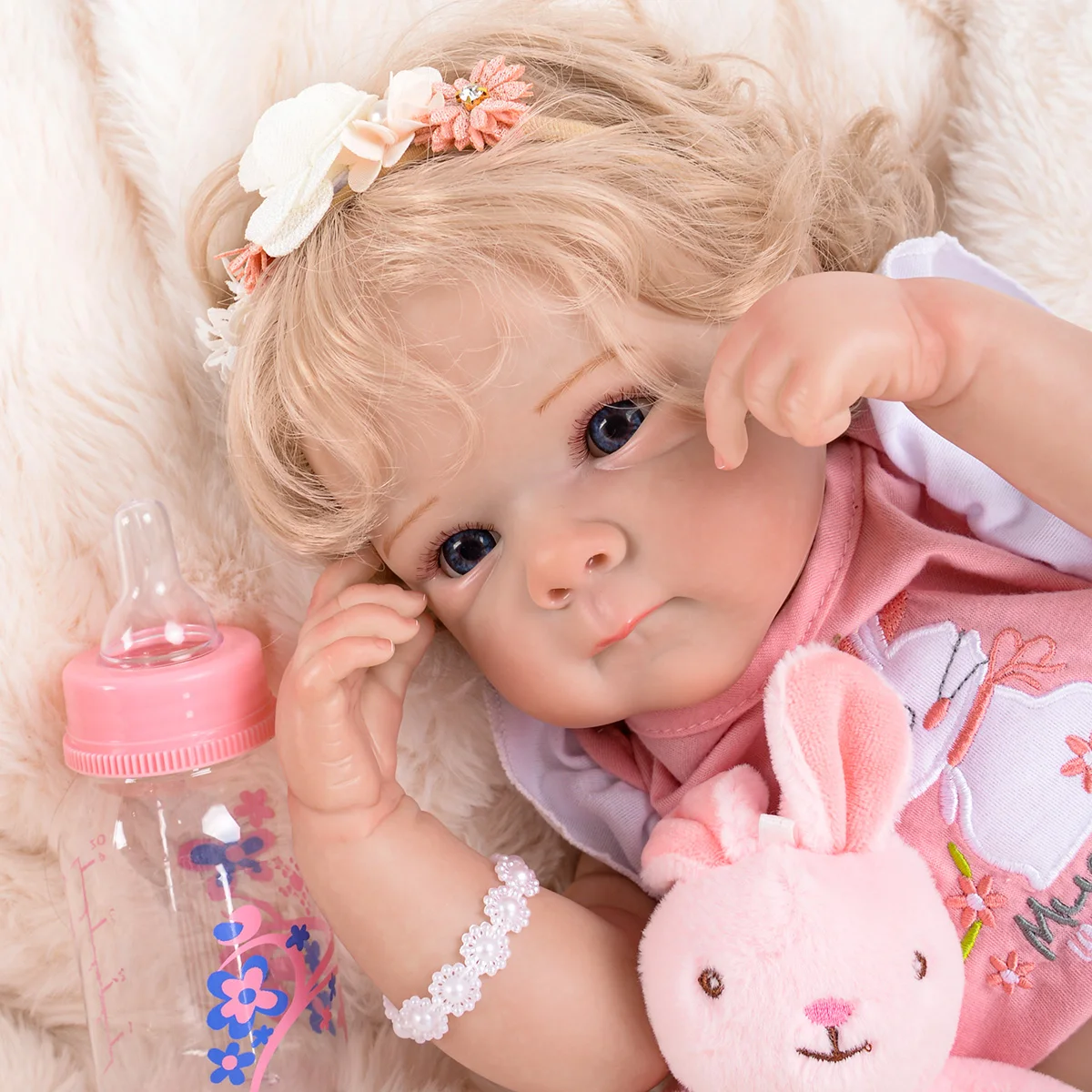 Reborn Reborn Baby Doll Painted Realistic Girl 48cm Silicone Body Can Take Bath, Shipped from Brazil