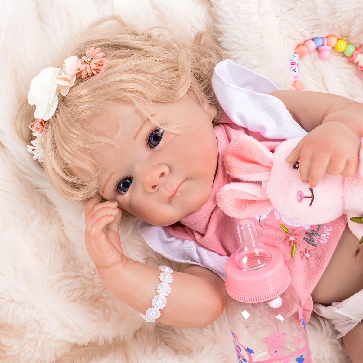 Reborn Reborn Baby Doll Painted Realistic Girl 48cm Silicone Body Can Take Bath, Shipped from Brazil