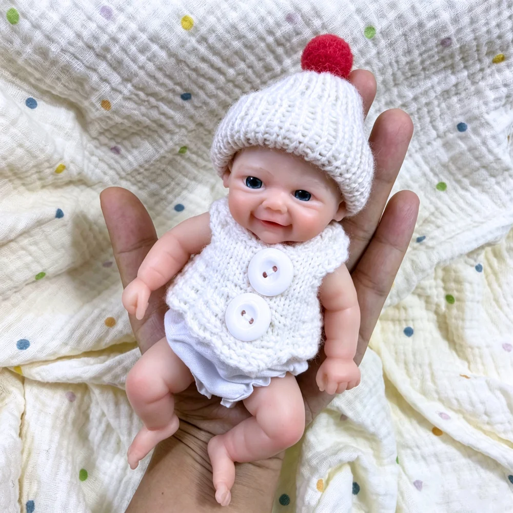 1Pc 6 Inch Full Body Silicone Reborn Doll Vivienne Lifelike Soft Solid Silicone Washable Doll Toy Birthday Gift