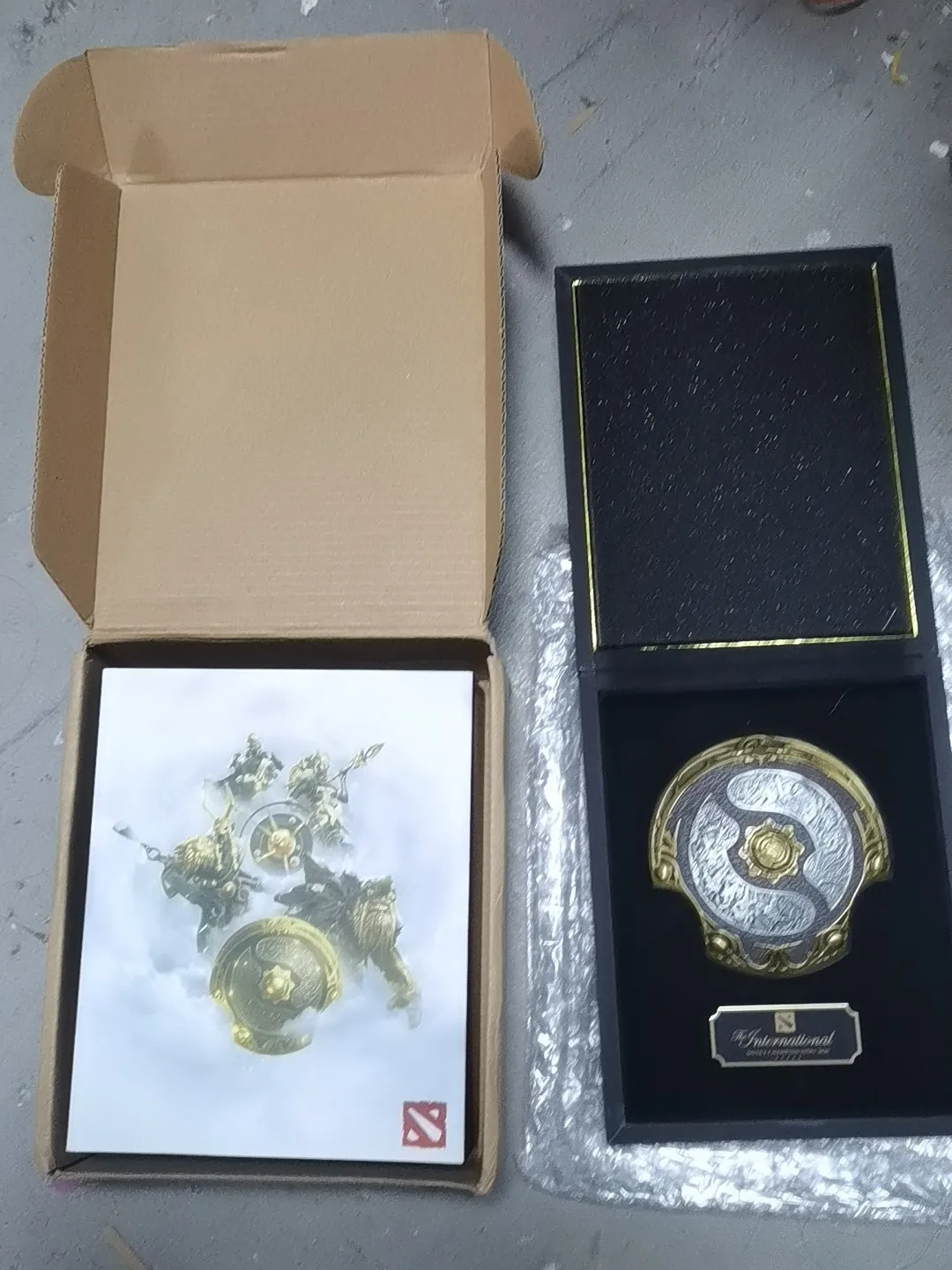 DOTA2 TI10 Aegis of Champions Metal Shield Double‑Sided Engraved with Display Box Collectible Gift for Dota2 Fans