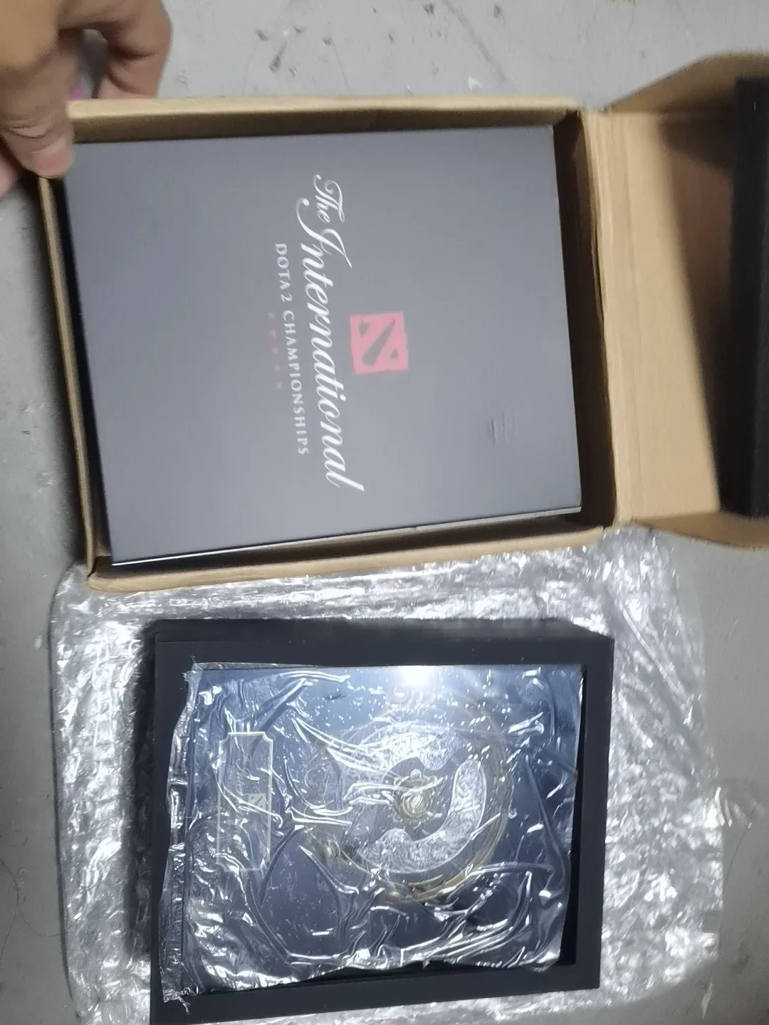 DOTA2 TI10 Aegis of Champions Metal Shield Double‑Sided Engraved with Display Box Collectible Gift for Dota2 Fans