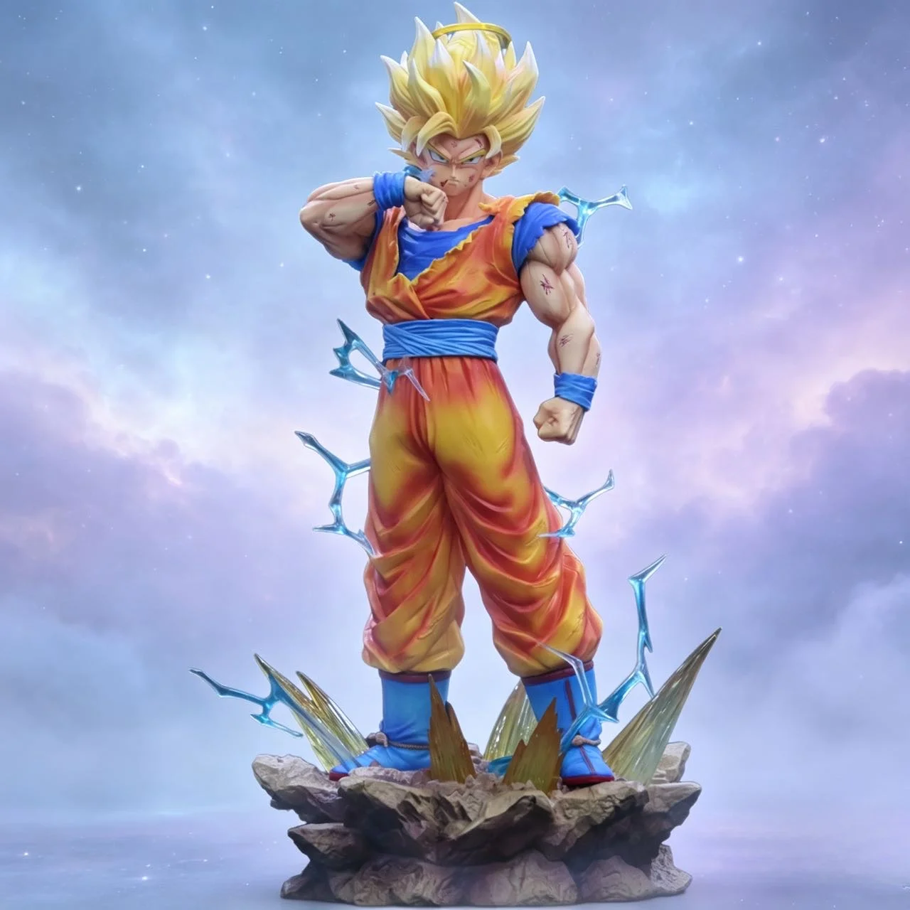 JJ Dragon Ball Z Son Goku Ssj2 Figure Led Base Super Saiyan 2 Goku Pvc Action Figures 33cm/12.99inch Collection Model Toys Gifts