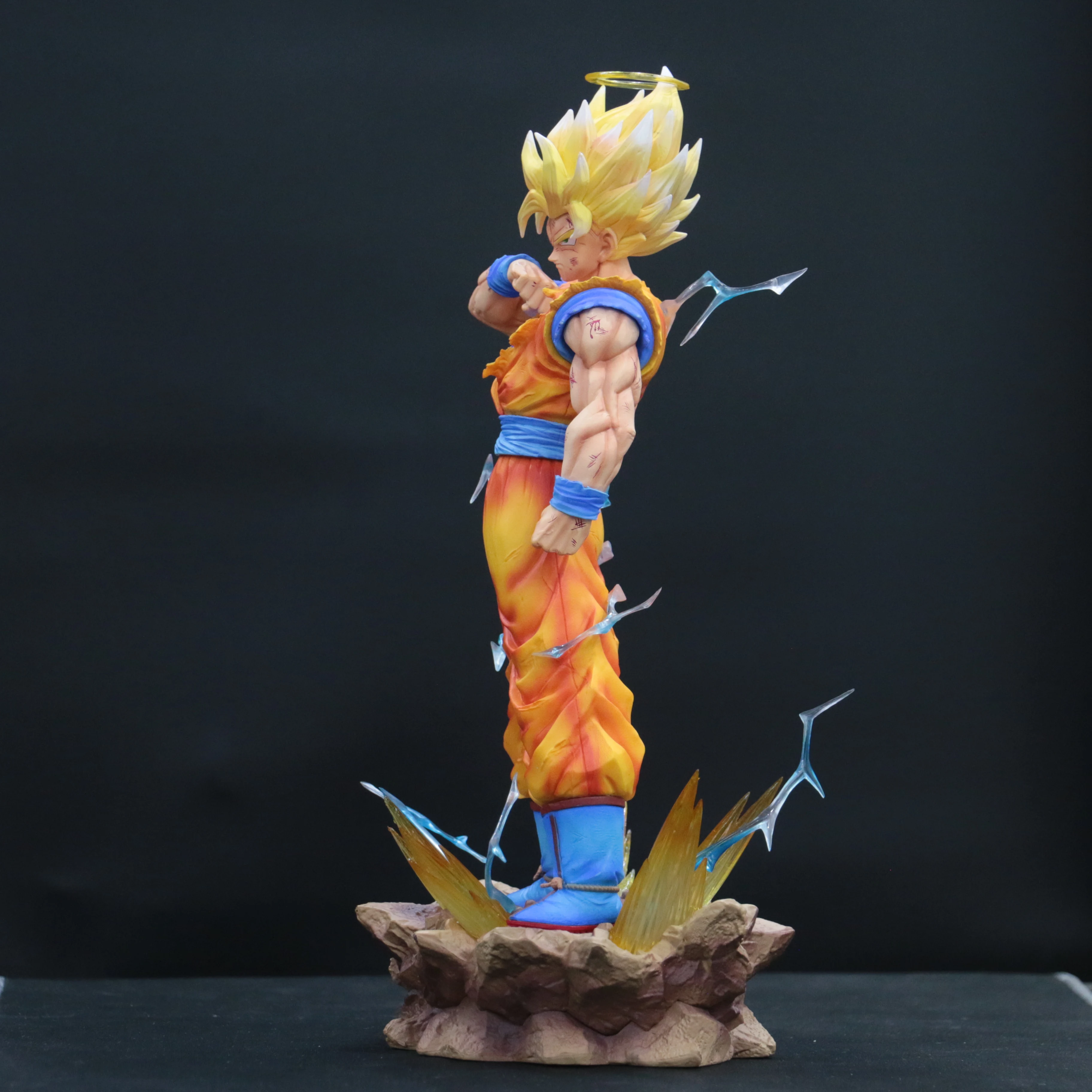 JJ Dragon Ball Z Son Goku Ssj2 Figure Led Base Super Saiyan 2 Goku Pvc Action Figures 33cm/12.99inch Collection Model Toys Gifts