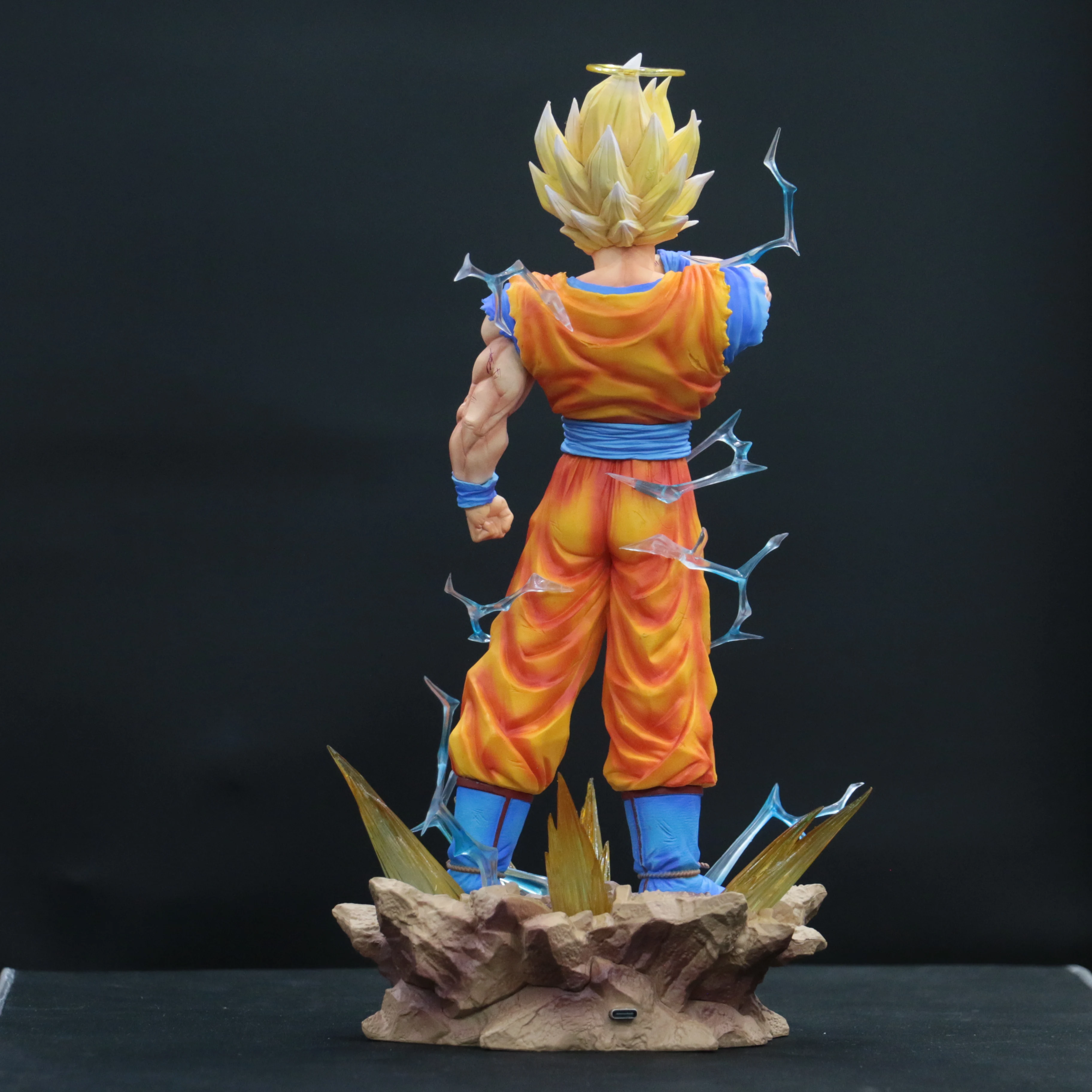 JJ Dragon Ball Z Son Goku Ssj2 Figure Led Base Super Saiyan 2 Goku Pvc Action Figures 33cm/12.99inch Collection Model Toys Gifts