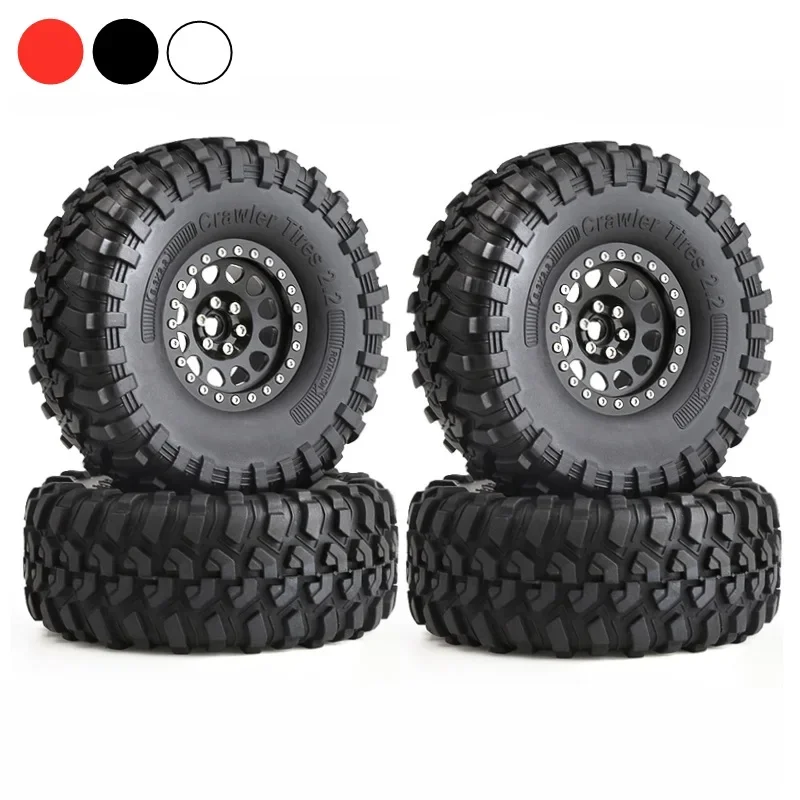 130mm Metal 2.2" Beadlock Wheel Rim Tire Set for 1/10 RC Crawler Car Axial SCX10 Wraith RR10 Capra Traxxas TRX4 YK4082 YK4083