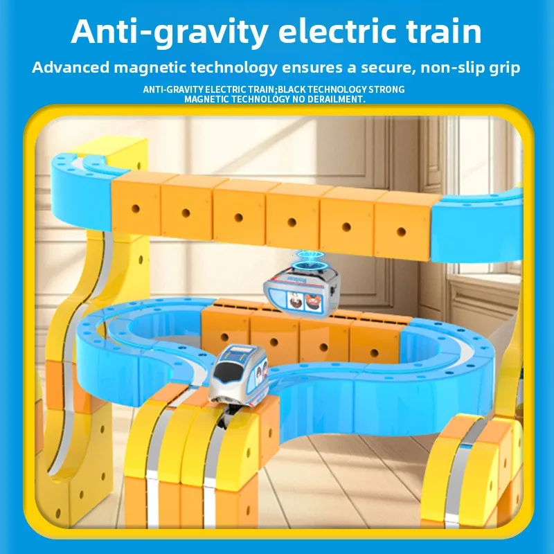 Kids Magnetic Rail Car Cube Toy Educational Toy DIY Building Blocks Magical Track Train Gravity Maze Toy Christmas Birthday Gift