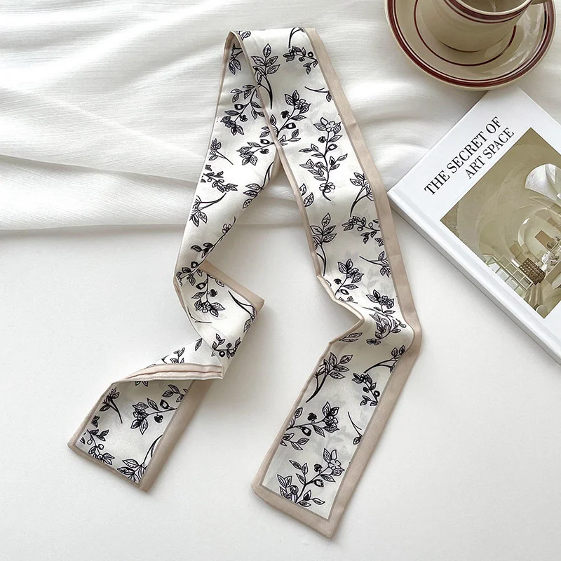 New luxury Brand Model Small Silk Scarf Women Hair Band Bag Handbag Handle Ribbon Scarf Band Neck Scarves Neckerchief