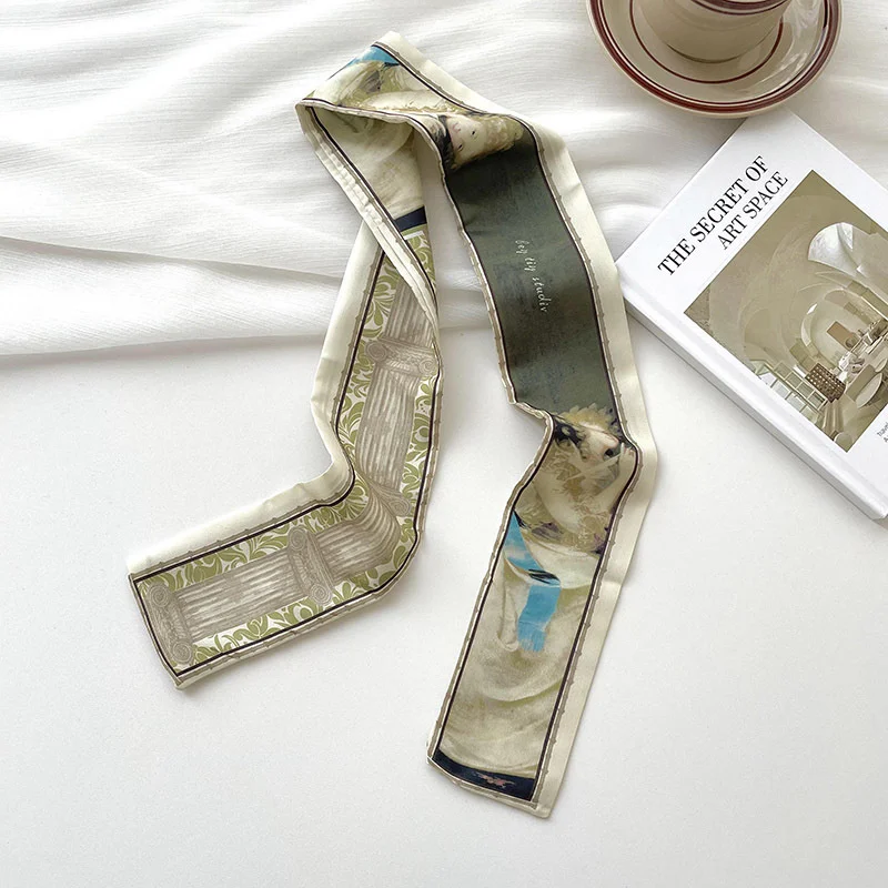 New luxury Brand Model Small Silk Scarf Women Hair Band Bag Handbag Handle Ribbon Scarf Band Neck Scarves Neckerchief
