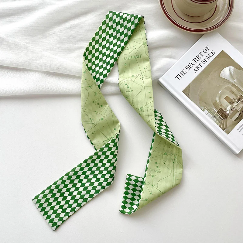 New luxury Brand Model Small Silk Scarf Women Hair Band Bag Handbag Handle Ribbon Scarf Band Neck Scarves Neckerchief