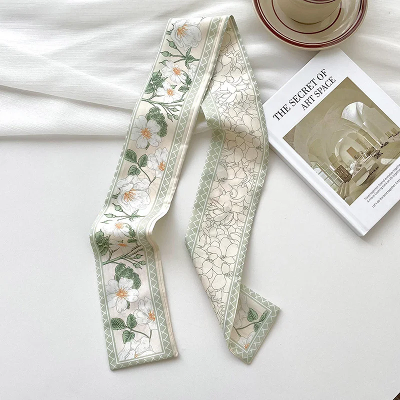 New luxury Brand Model Small Silk Scarf Women Hair Band Bag Handbag Handle Ribbon Scarf Band Neck Scarves Neckerchief