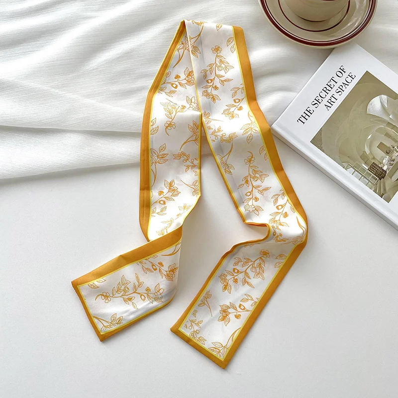 New luxury Brand Model Small Silk Scarf Women Hair Band Bag Handbag Handle Ribbon Scarf Band Neck Scarves Neckerchief