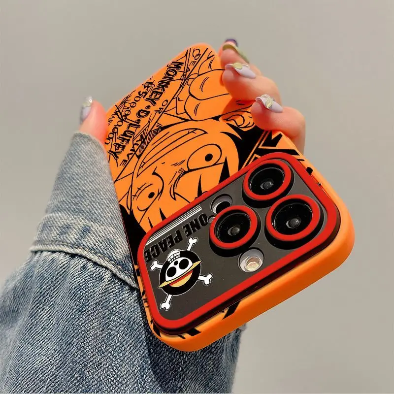 Cartoon One Piece Luffy Mobile Phone Case for IPhone 12 13 14 15 16 17 Pro Max Plus Shockproof Protective Cover for Boys Gift