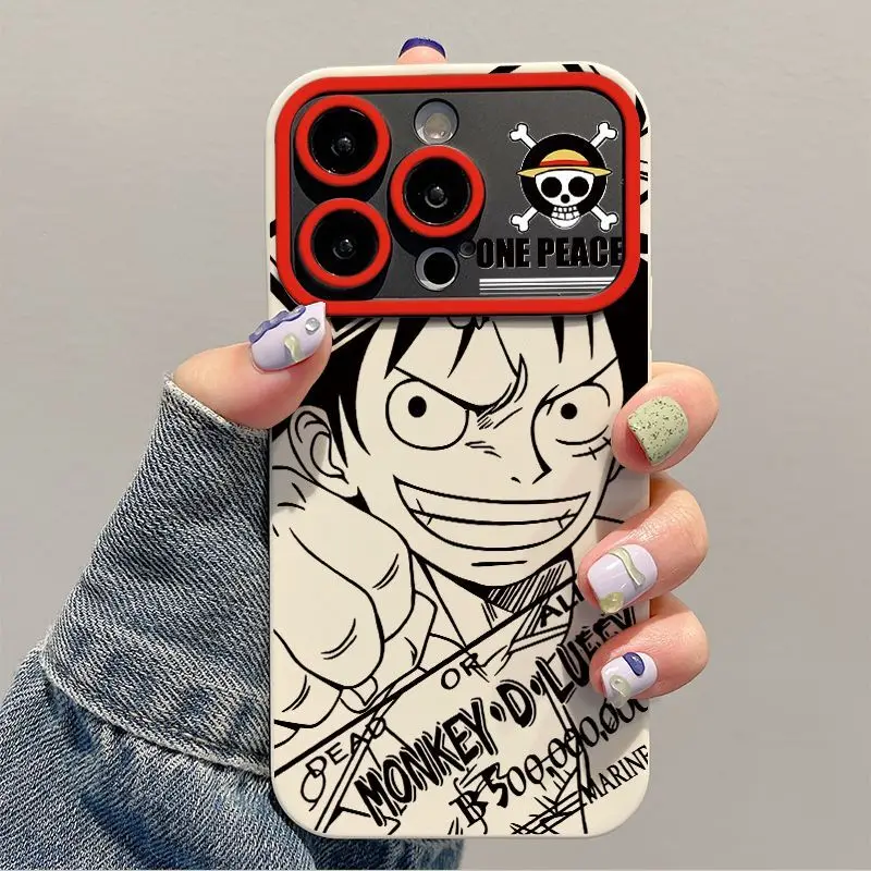 Cartoon One Piece Luffy Mobile Phone Case for IPhone 12 13 14 15 16 17 Pro Max Plus Shockproof Protective Cover for Boys Gift