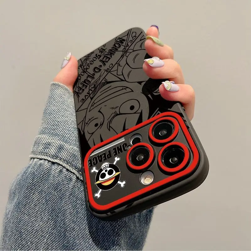 Cartoon One Piece Luffy Mobile Phone Case for IPhone 12 13 14 15 16 17 Pro Max Plus Shockproof Protective Cover for Boys Gift