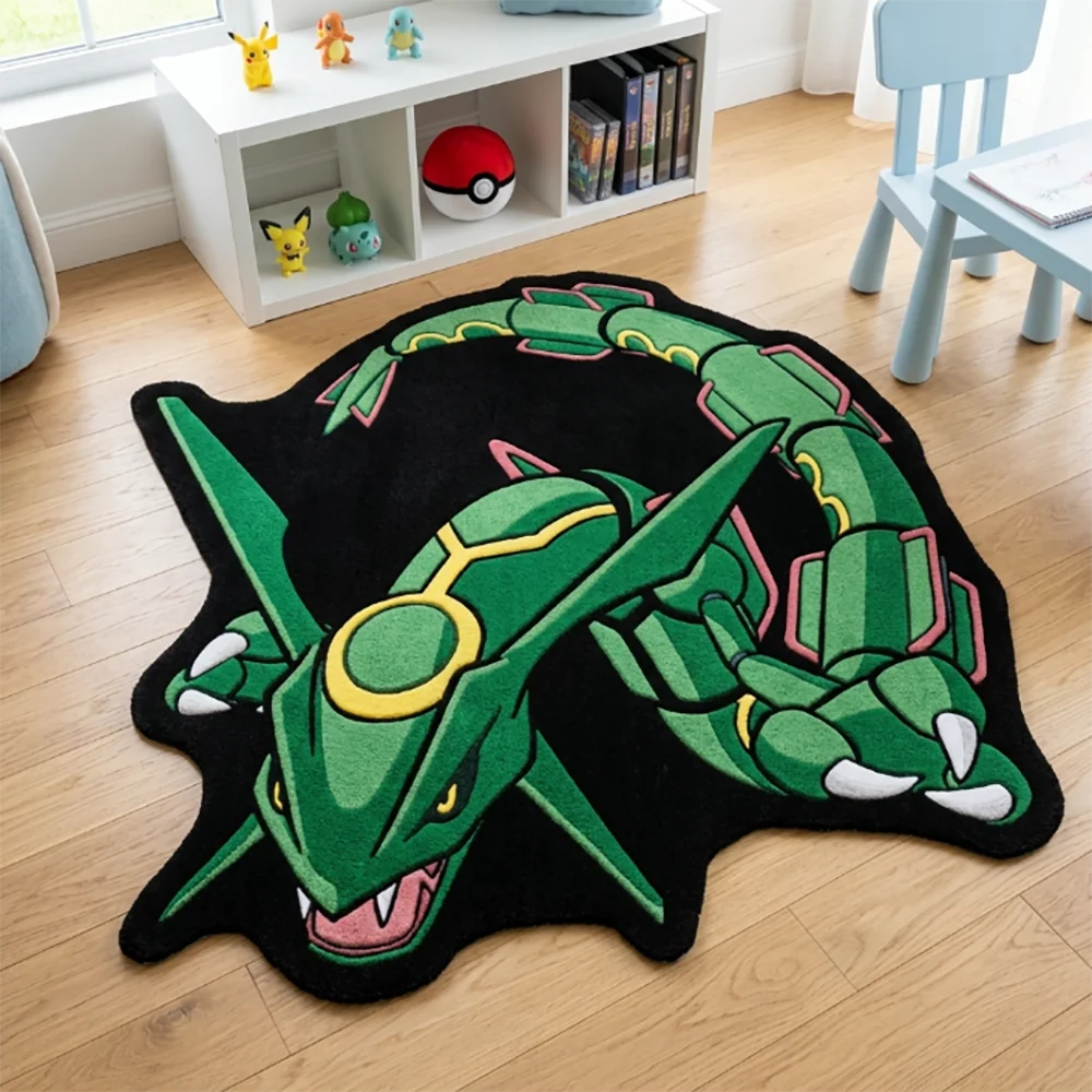 Pokemon Doormat Rayquaza Sky Dragon Anime Area Rug - 3D Print Soft Anti-Slip Floor Mat for Gaming Room Bedroom Decor