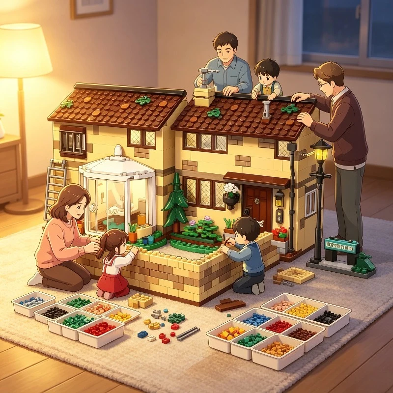 MOC Magic Style Residential House Building Blocks DIY Assemble Bricks Model Desktop Display Decoration Toy for Hobby
