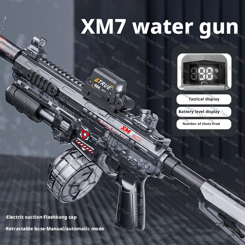 Electric Water Gun Automatic Long Range High Pressure Toy Blaster with Drum Magazine for Kids Adults Summer Swimming Pool Party
