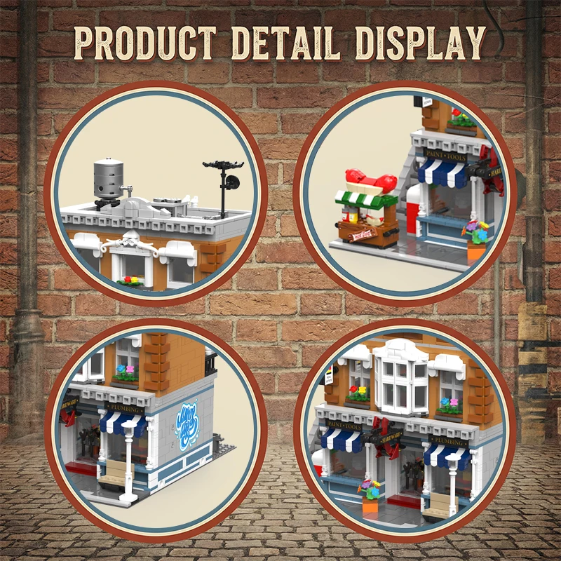 Hardware Store with 7 Figures Modular Buildings Blocks City Street View House Apartment Architecture MOC Brick Model Kit Adults DIY Collectible Gift 3642PCS