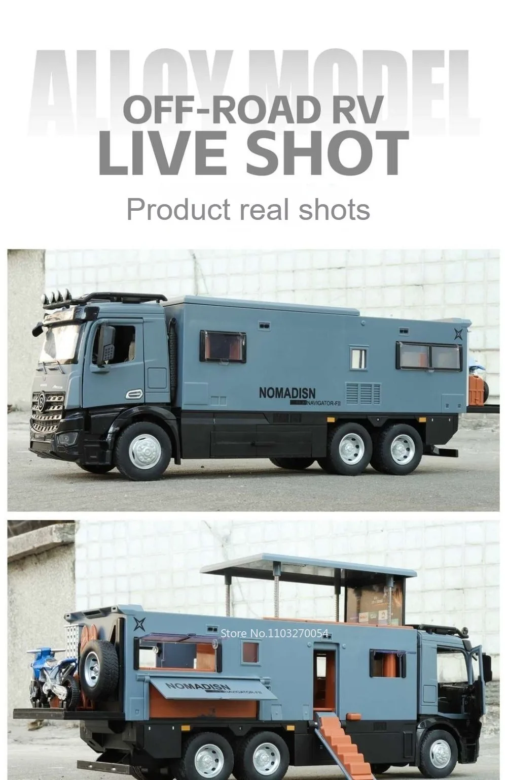 1:18 Off-road RV Diecast Models Alloy Toys Cars Folding Rearview Mirror Doors Opened with Sound Light Vehices Birthday Surprise