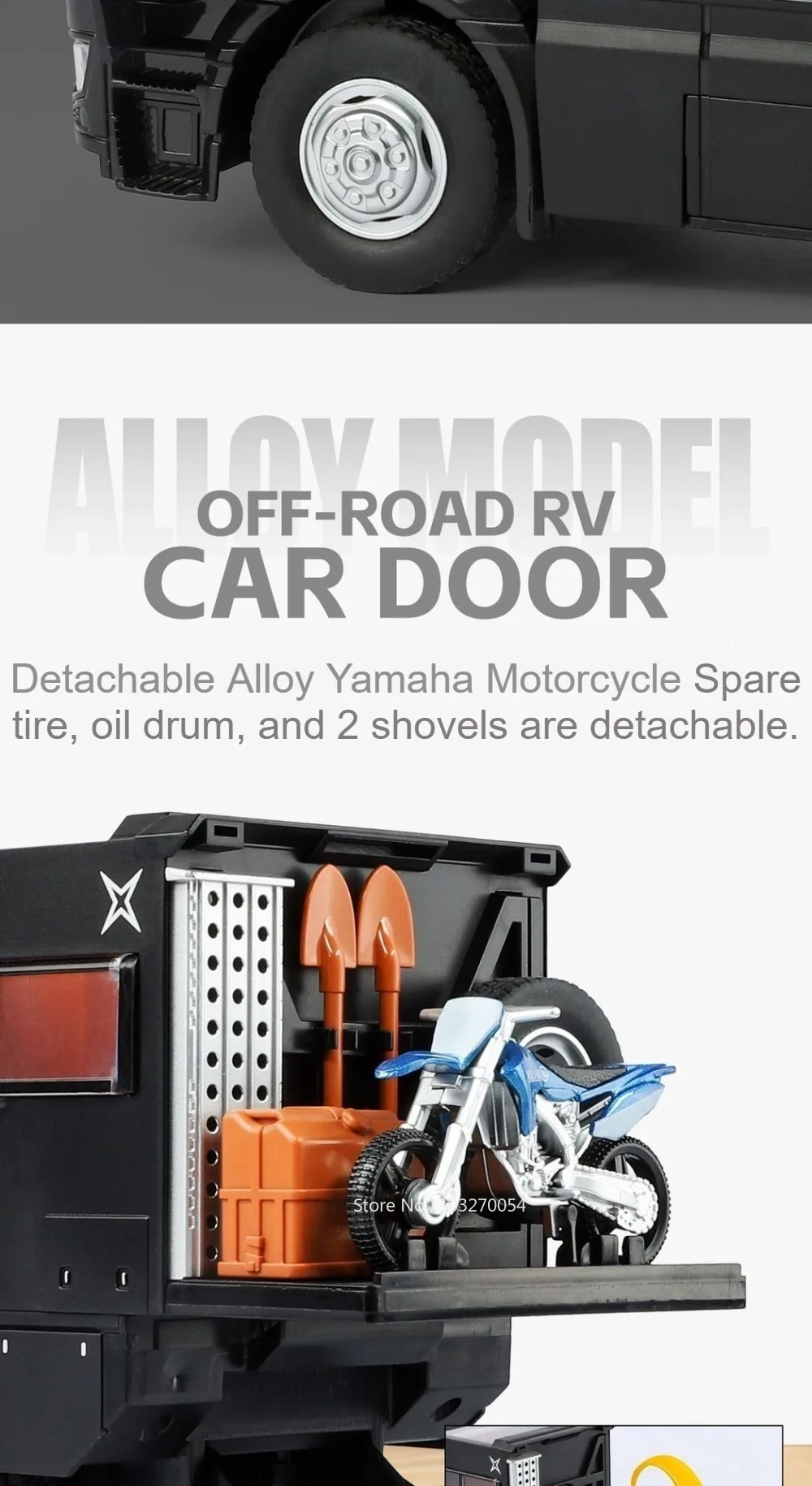 1:18 Off-road RV Diecast Models Alloy Toys Cars Folding Rearview Mirror Doors Opened with Sound Light Vehices Birthday Surprise