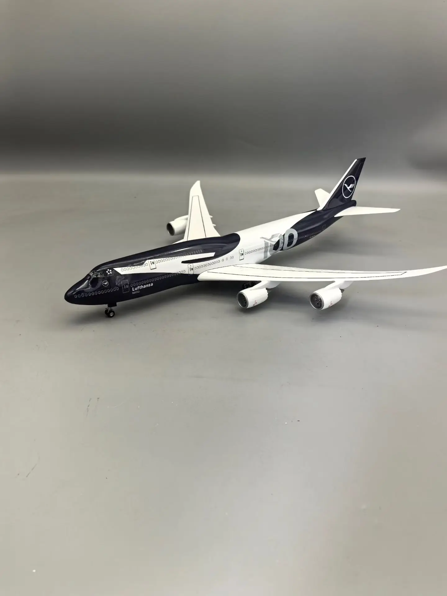 47cm Collectible Plane B747 Lufthansa 100 Years Diecast Airplane Model Kits Resin W Light and Wheel Aircraft Jet Model