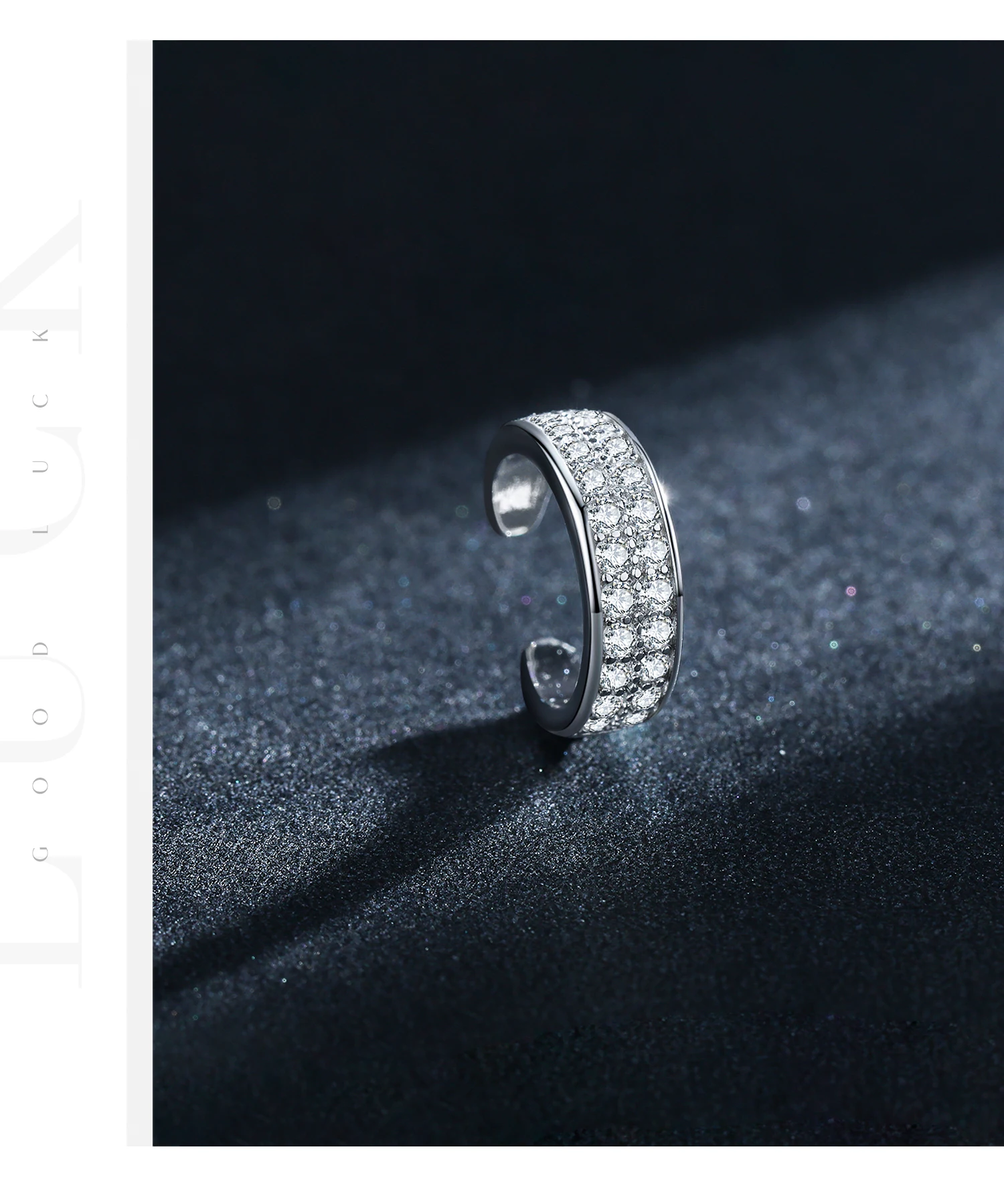 MODIAN 925 Sterling Silver Fashion Punk Cuff Earrings Sparkling Clear CZ Sparkling Clip Earrings For Women Men Unisex Jewelry