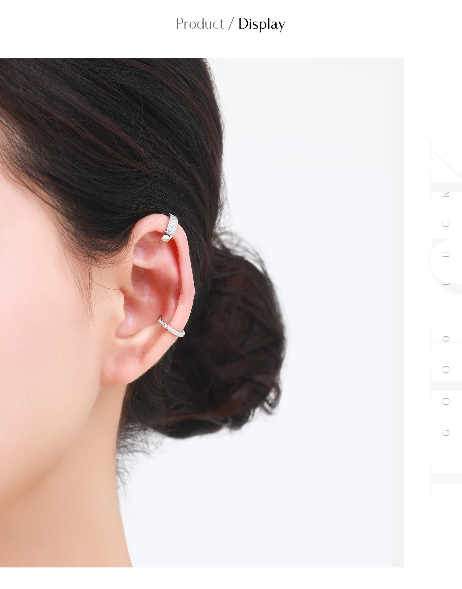 MODIAN 925 Sterling Silver Fashion Punk Cuff Earrings Sparkling Clear CZ Sparkling Clip Earrings For Women Men Unisex Jewelry