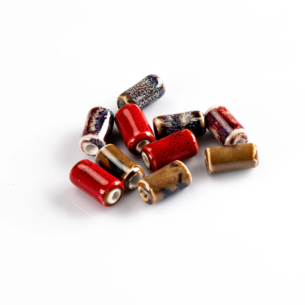 17mm Multicolor cylindrical ceramic beads Porcelain Crafts Jewelry Handmade DIY Materials #92569