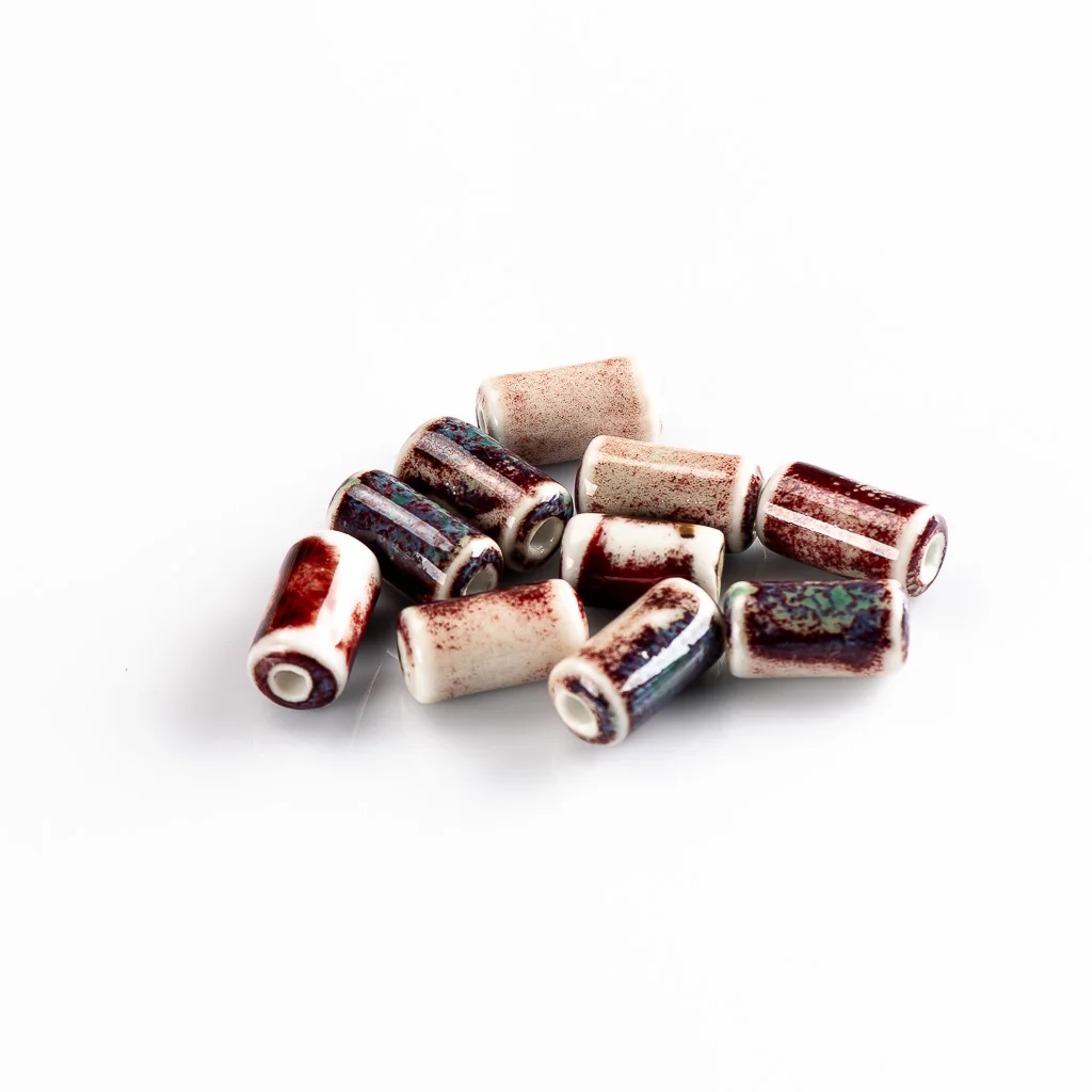 17mm Multicolor cylindrical ceramic beads Porcelain Crafts Jewelry Handmade DIY Materials #92569