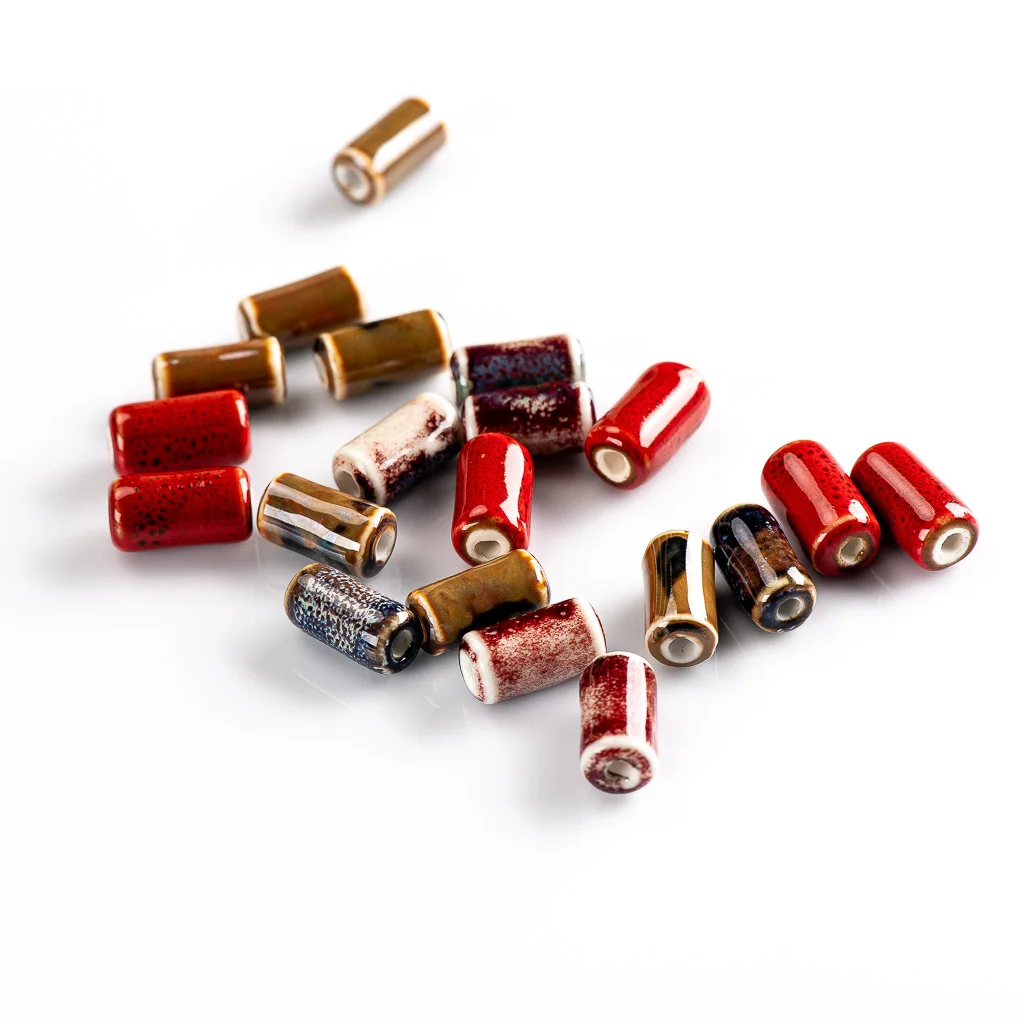 17mm Multicolor cylindrical ceramic beads Porcelain Crafts Jewelry Handmade DIY Materials #92569