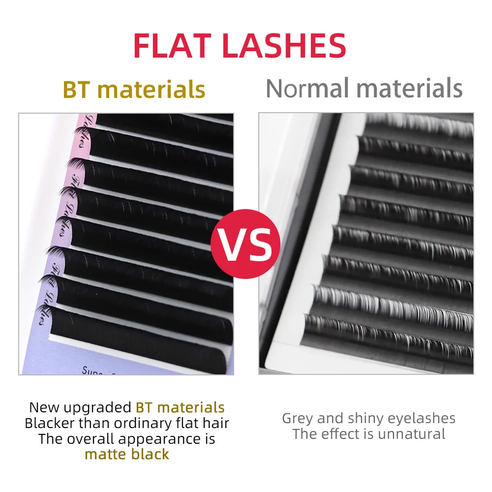 AGUUD Ellipse Flat False Eyelash Extensions Natural Soft Split-Tip Faux Mink Lashes Individual Soft Eyelashes B C CC D DD Cur