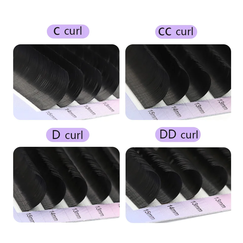 AGUUD Ellipse Flat False Eyelash Extensions Natural Soft Split-Tip Faux Mink Lashes Individual Soft Eyelashes B C CC D DD Cur