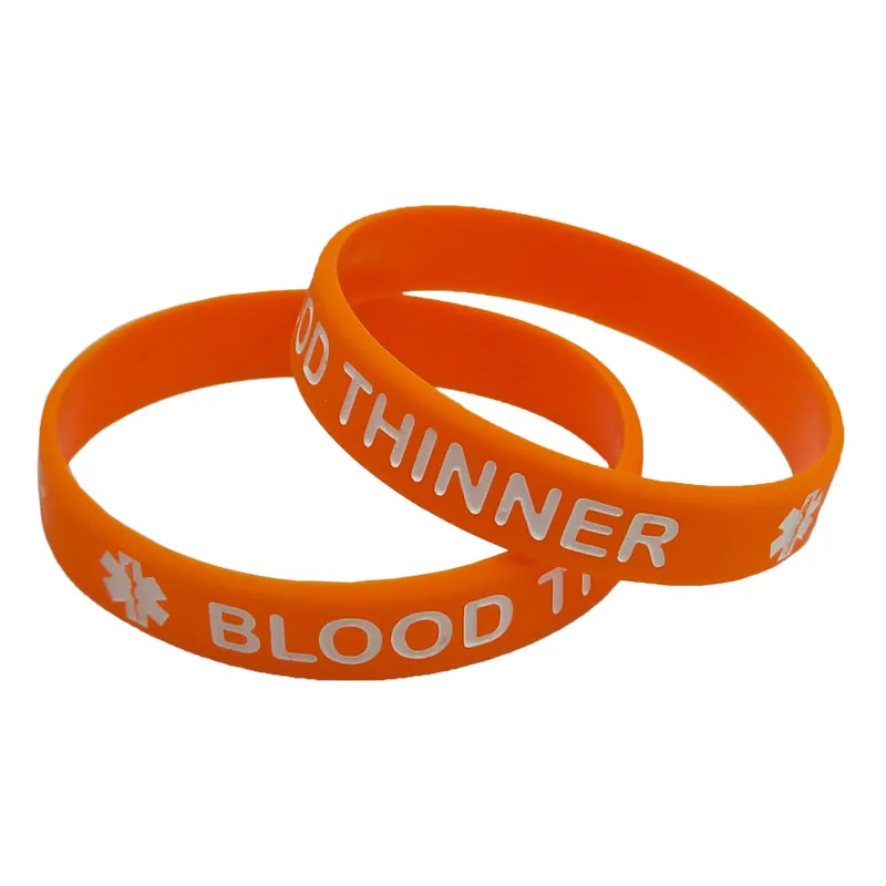 1PC Blood Thinner Medical Alert Daily Reminder Silicone Bracelets&Bangles Wristbands in Adult Size Friends Gifts SH322
