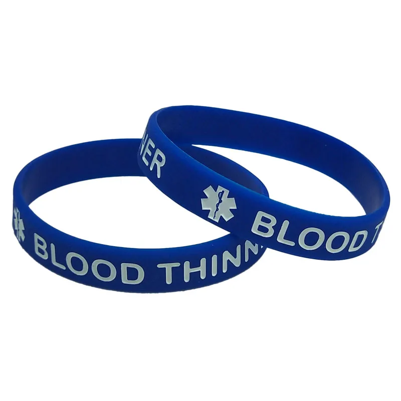 1PC Blood Thinner Medical Alert Daily Reminder Silicone Bracelets&Bangles Wristbands in Adult Size Friends Gifts SH322